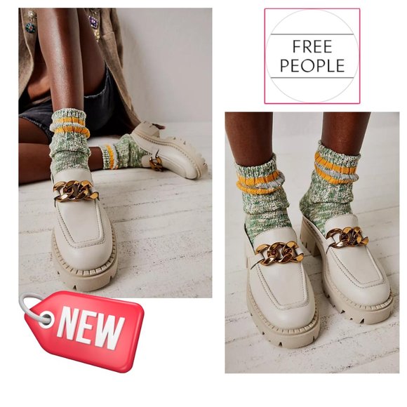 Free People Shoes - FREE PEOPLE BRAND NEW Lyra Link Loafer Mules Shoes in Bone